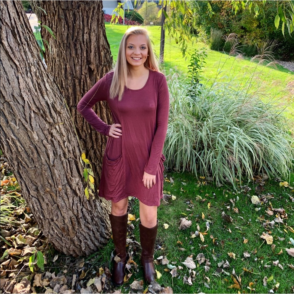 Rust long sleeve dress
